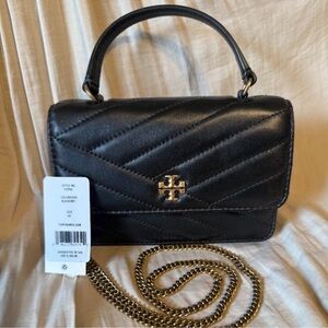 TORY BURCH Kira Chevron Mini Top Handle Chain Wallet NWT